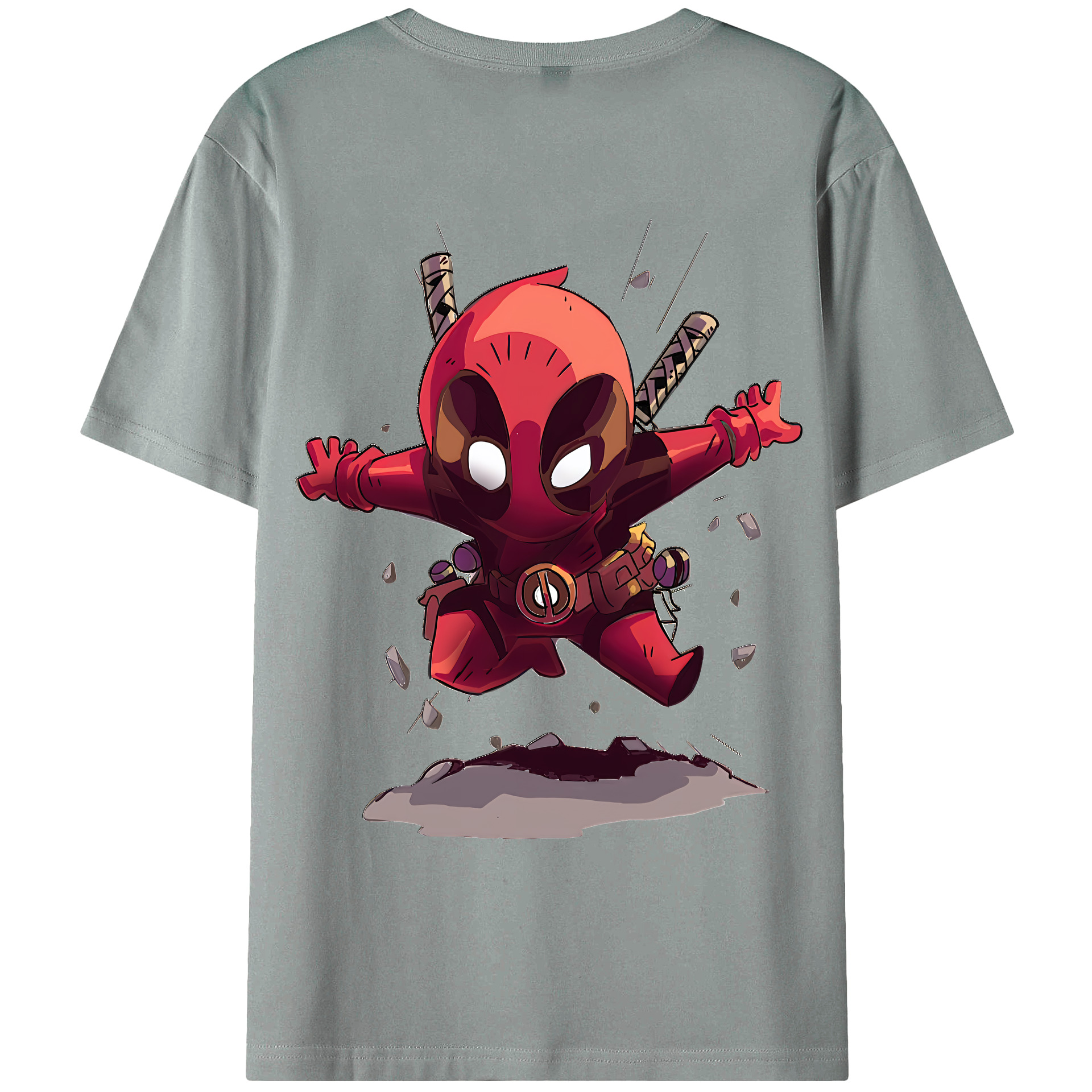 （画像用） Deadpool デッドプール 綿100％ メンズ半袖Tシャツ（バックプリント） 通気性